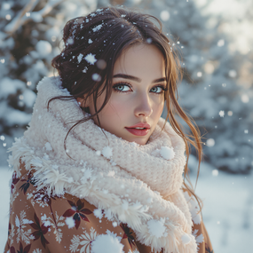 冬季雪花纷飞氛围感美女写真图片